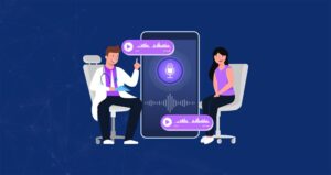 Doctor using an AI voice assistant in a hospital